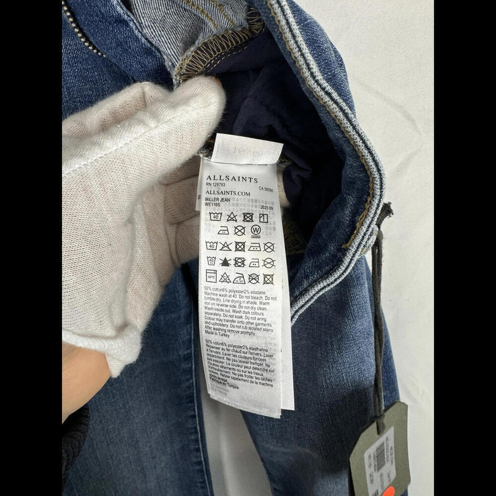 AllSaints Miller Mid Rise Skinny Jeans Mid Indigo Blue Size 26x29 - Picture 5 of 6